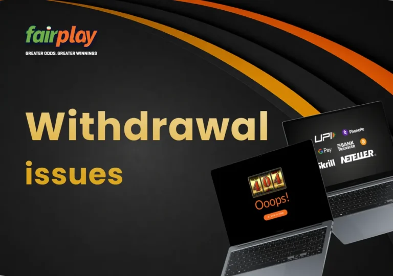Two laptops with a FairPlay withdrawal error on one screen and cash-out options on the other.